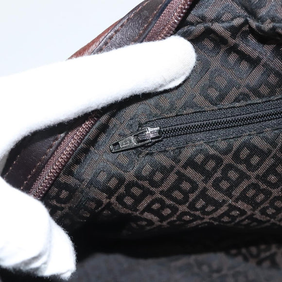 BALLY Hand Bag Leather Brown Gold Auth BA2646