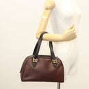 BALLY Hand Bag Leather Brown Gold Auth BA2646-23