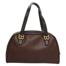 BALLY Hand Bag Leather Brown Gold Auth BA2646-2