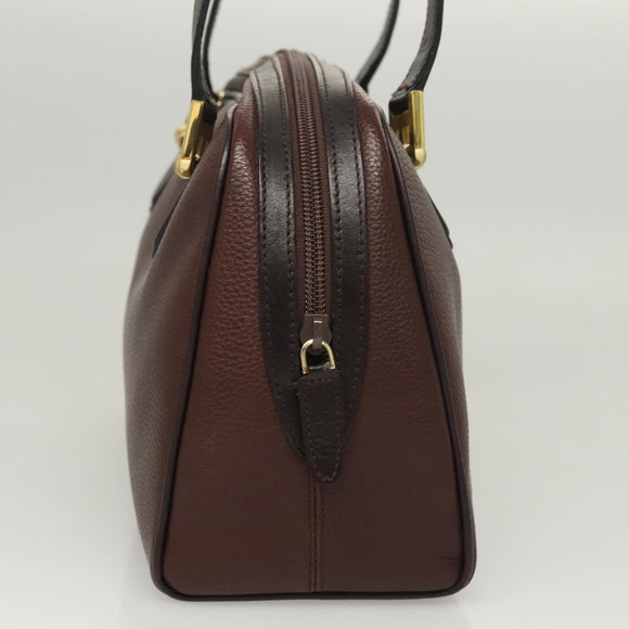 BALLY Hand Bag Leather Brown Gold Auth BA2646