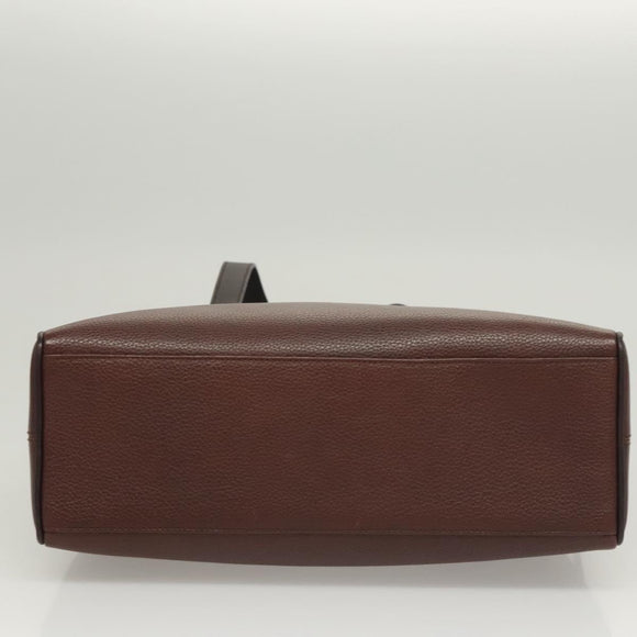 BALLY Hand Bag Leather Brown Gold Auth BA2646