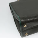 BALLY Hand Bag Leather 2way Khaki Gold Auth BA2648-13