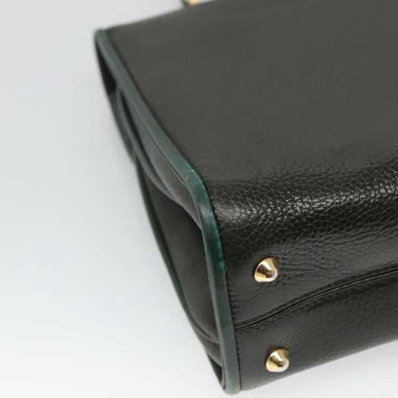 BALLY Hand Bag Leather 2way Khaki Gold Auth BA2648