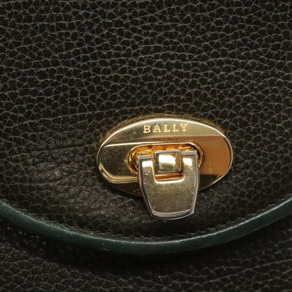 BALLY Hand Bag Leather 2way Khaki Gold Auth BA2648