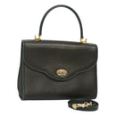 BALLY Hand Bag Leather 2way Khaki Gold Auth BA2648-1