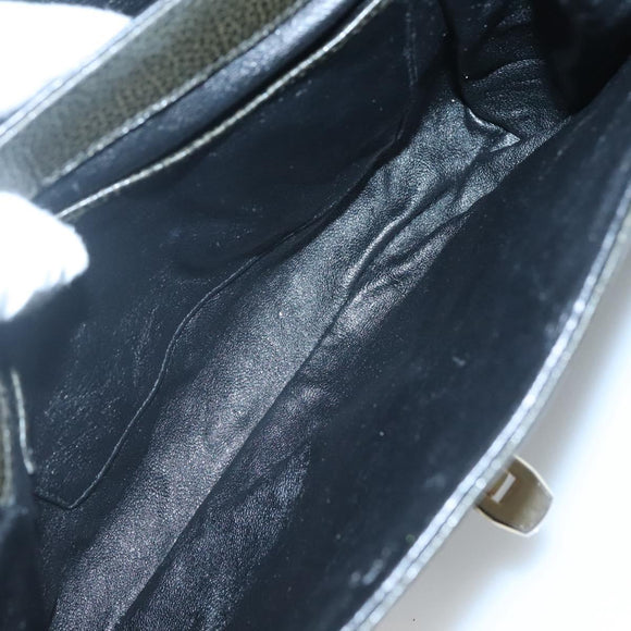 BALLY Hand Bag Leather 2way Khaki Gold Auth BA2648