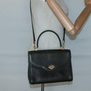 BALLY Hand Bag Leather 2way Khaki Gold Auth BA2648-24