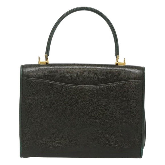 BALLY Hand Bag Leather 2way Khaki Gold Auth BA2648