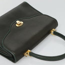 BALLY Hand Bag Leather 2way Khaki Gold Auth BA2648-6