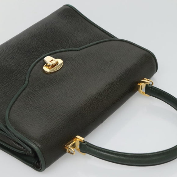 BALLY Hand Bag Leather 2way Khaki Gold Auth BA2648