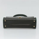 BALLY Hand Bag Leather 2way Khaki Gold Auth BA2648-9