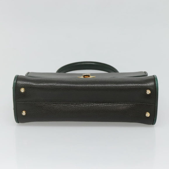 BALLY Hand Bag Leather 2way Khaki Gold Auth BA2648