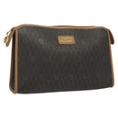 Christian Dior Honeycomb Canvas Clutch Bag PVC Black Auth BA2650-1