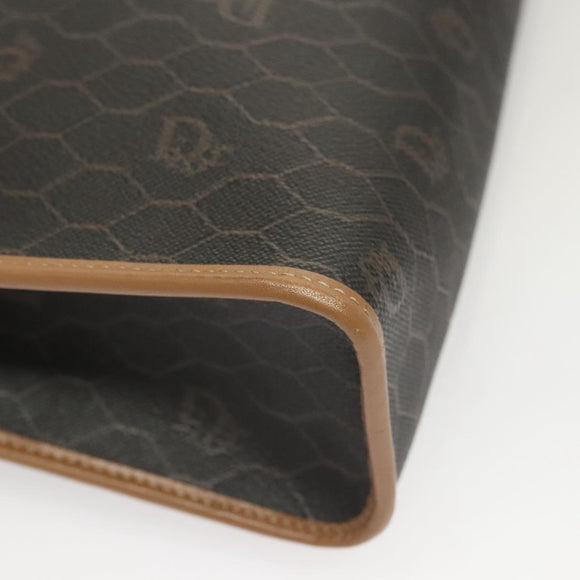 Christian Dior Honeycomb Canvas Clutch Bag PVC Black Auth BA2650