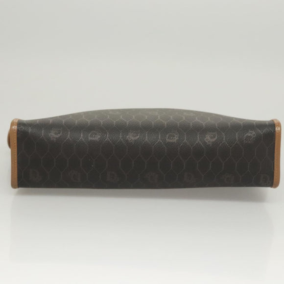 Christian Dior Honeycomb Canvas Clutch Bag PVC Black Auth BA2650