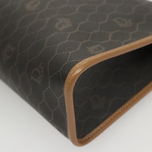 Christian Dior Honeycomb Canvas Clutch Bag PVC Black Auth BA2650