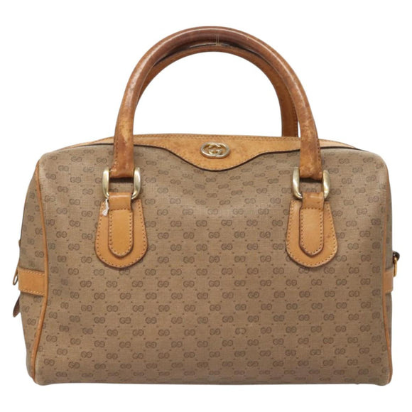 GUCCI Micro GG Supreme Hand Bag PVC Leather Brown Gold 002 101 4422 Auth BA2652