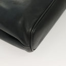 BALLY Quilted Chain Shoulder Bag Leather Navy Gold Auth BA2658-14