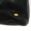 BALLY Quilted Chain Shoulder Bag Leather Navy Gold Auth BA2658-17