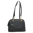 BALLY Quilted Chain Shoulder Bag Leather Navy Gold Auth BA2658-1