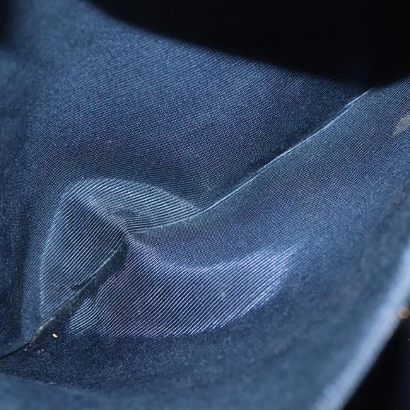 BALLY Quilted Chain Shoulder Bag Leather Navy Gold Auth BA2658