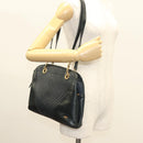BALLY Quilted Chain Shoulder Bag Leather Navy Gold Auth BA2658-22