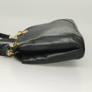BALLY Quilted Chain Shoulder Bag Leather Navy Gold Auth BA2658-4
