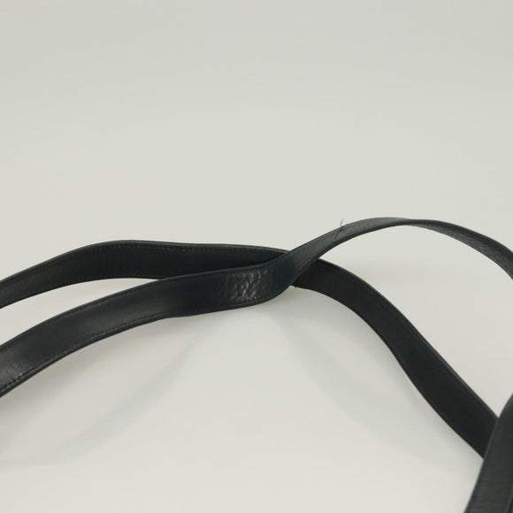 BALLY Quilted Chain Shoulder Bag Leather Navy Gold Auth BA2658