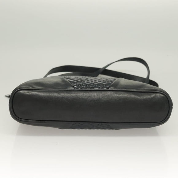 BALLY Quilted Chain Shoulder Bag Leather Navy Gold Auth BA2658