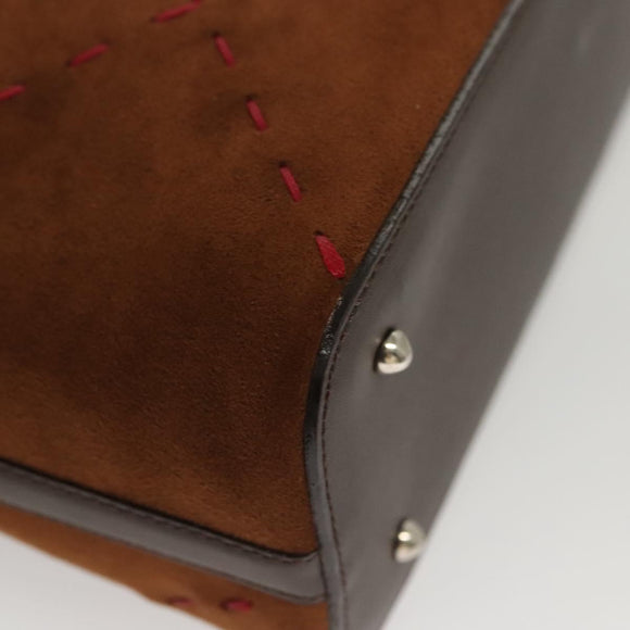 BURBERRY Hand Bag Suede Leather Brown Auth BA2670