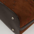 BURBERRY Hand Bag Suede Leather Brown Auth BA2670-13