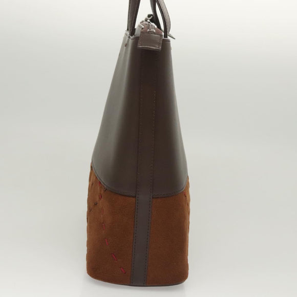 BURBERRY Hand Bag Suede Leather Brown Auth BA2670