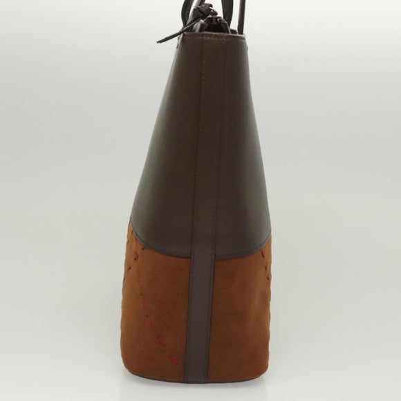 BURBERRY Hand Bag Suede Leather Brown Auth BA2670