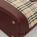 BURBERRY Nova Check Hand Bag Canvas Beige Gold Auth BA2673-15