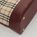 BURBERRY Nova Check Hand Bag Canvas Beige Gold Auth BA2673-16