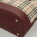 BURBERRY Nova Check Hand Bag Canvas Beige Gold Auth BA2673-9