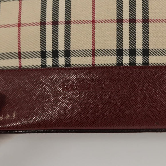 BURBERRY Nova Check Hand Bag Canvas Beige Gold Auth BA2673