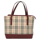 BURBERRY Nova Check Hand Bag Canvas Beige Gold Auth BA2673-13