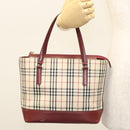BURBERRY Nova Check Hand Bag Canvas Beige Gold Auth BA2673-22