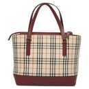 BURBERRY Nova Check Hand Bag Canvas Beige Gold Auth BA2673-2