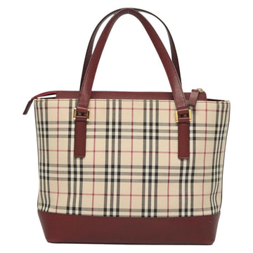 BURBERRY Nova Check Hand Bag Canvas Beige Gold Auth BA2673 - 0