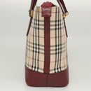 BURBERRY Nova Check Hand Bag Canvas Beige Gold Auth BA2673-3