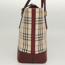 BURBERRY Nova Check Hand Bag Canvas Beige Gold Auth BA2673-4