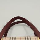 BURBERRY Nova Check Hand Bag Canvas Beige Gold Auth BA2673-8