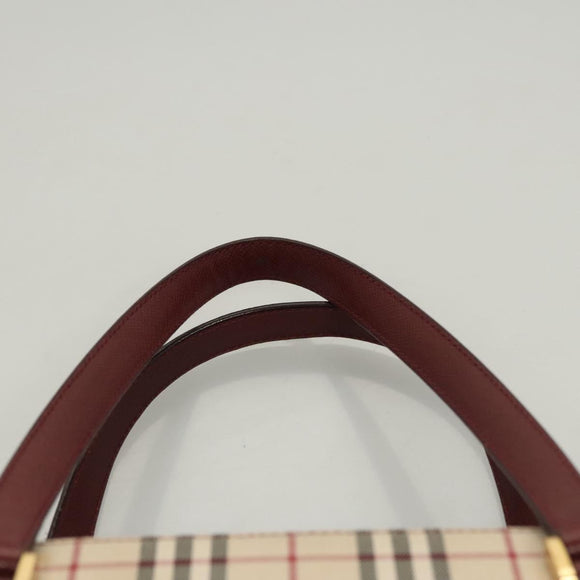 BURBERRY Nova Check Hand Bag Canvas Beige Gold Auth BA2673