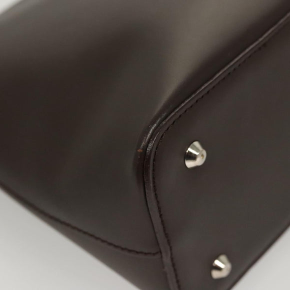 BURBERRY Shoulder Bag Leather Brown Silver Auth BA2674
