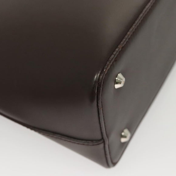 BURBERRY Shoulder Bag Leather Brown Silver Auth BA2674