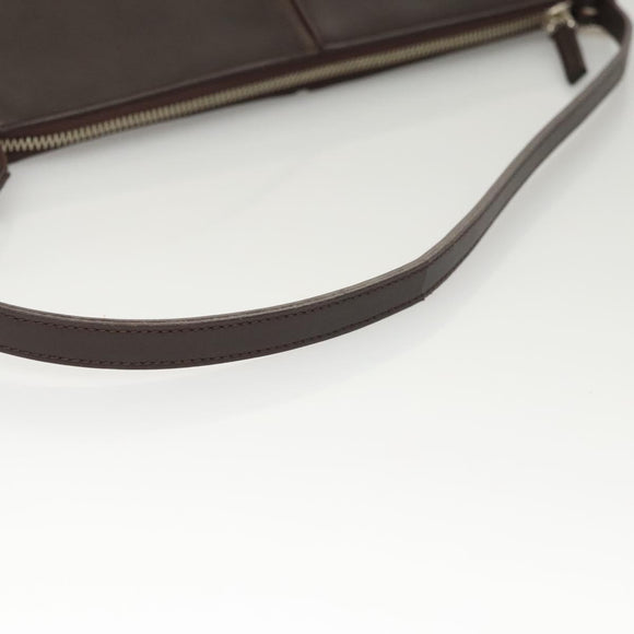 BURBERRY Shoulder Bag Leather Brown Silver Auth BA2674