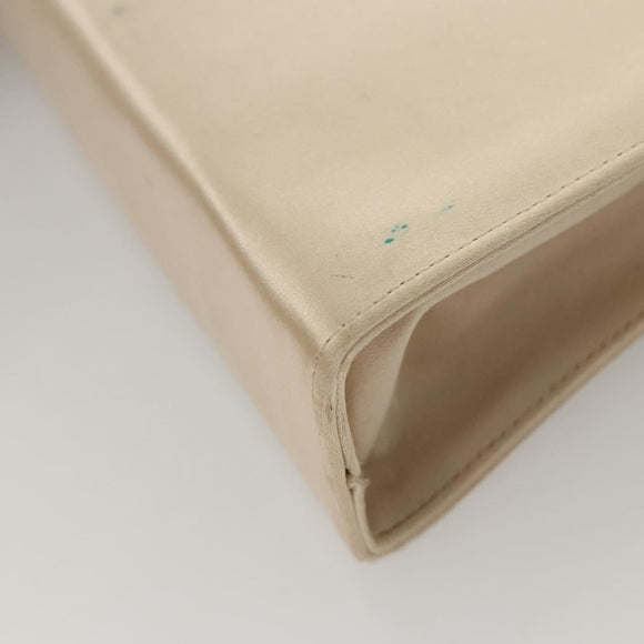 Salvatore Ferragamo Vala Hand Bag Satin Beige Gold Auth BA2675