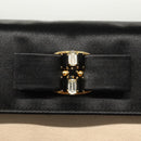 Salvatore Ferragamo Vala Hand Bag Satin Beige Gold Auth BA2675-17